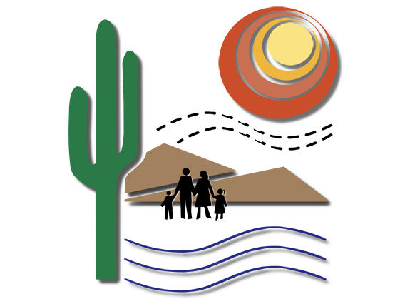 logo - with sun, mountains, air, water people and plants to represent the Southwest Environmental Health Sciences Center