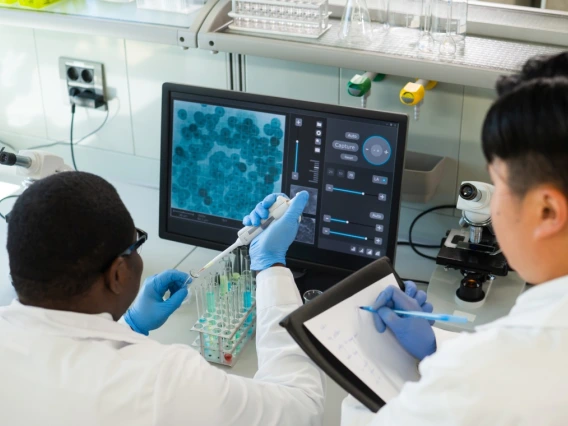 A stock image of a tow workers in a lab