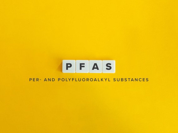 "PFAS" and "Per- and polyfluoroalkyl substances" on yellow background