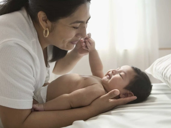 Woman holding a baby