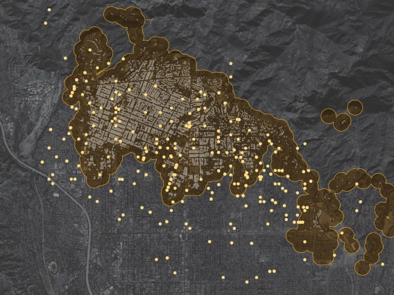 map of public health advisory for the fire