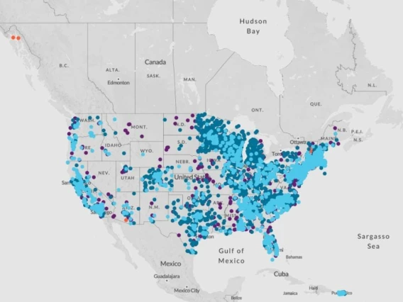 Image of map of US PFAS contamination