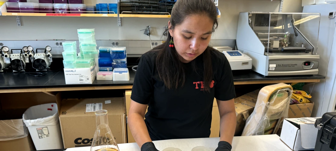 An image of a student conducting lab work