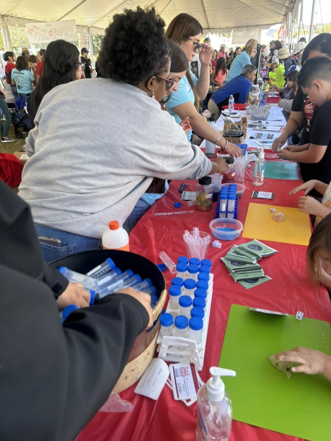 An image of SWEHSC CEC members leading an activity at the 2024 festival of books.