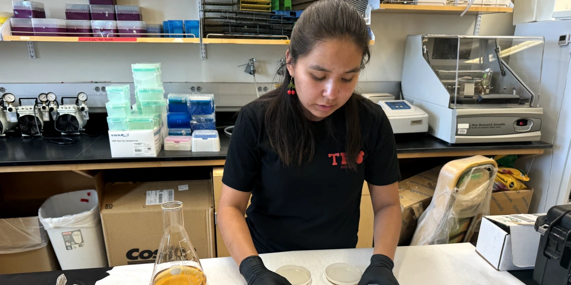 An image of a student conducting lab work