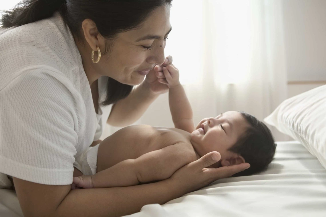 Woman holding a baby
