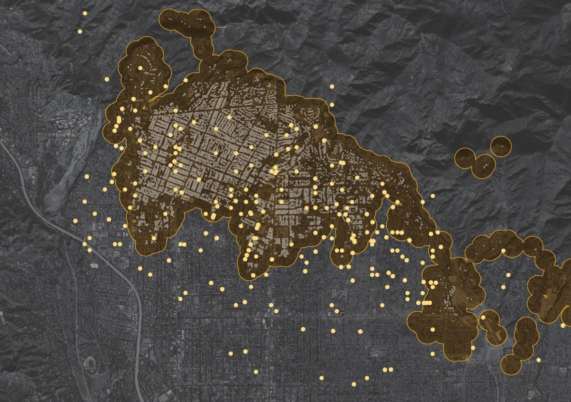 map of public health advisory for the fire