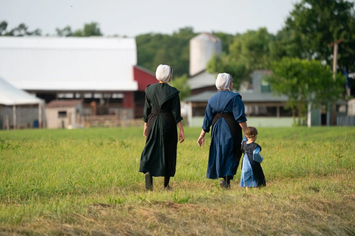 Image of Amish family