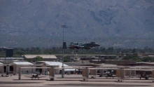 An A-10 makes a pass over the runway at Tucson's Davis-Monthan Air Force Base