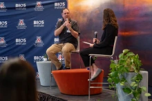 Image of BIO5 member Alexander Bucksch speaking in a fireside chat