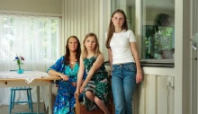 Ninnie Wikström with her daughters, Nahla and Lovis. Photograph: Josefine Stenersen/The Guardian