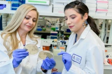 From left, Melissa Herbst-Kralovetz and Nicole Jimenez work in the Herbst-Kralovetz lab.